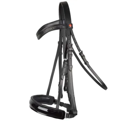 Rossner Lak stang & trens hoofdstel zwart maat:cob