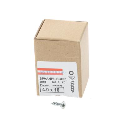 Hoenderdaal Spaanplaatschroef Verzinkt Platkop voldraad Torx TX20 4.0X16 | 200 stuks - 0206.01.24701