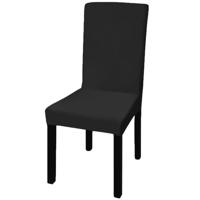 VidaXL 6 st stoelhoezen recht stretch zwart - thumbnail