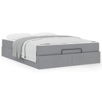 Bedframe met matras Lichtgrijs 140 x 190 cm Stof - thumbnail