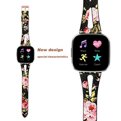 Fitbit Versa 1 / 2 & Lite bandje TPU leer - Bloemenprint - thumbnail