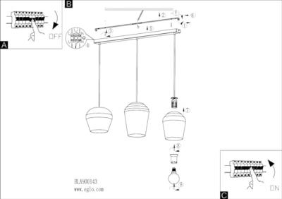 Eglo Taupe hanglampCambaito 3-lichts - 900143
