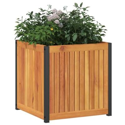 Plantenbak 45x45x44 cm massief acaciahout en staal