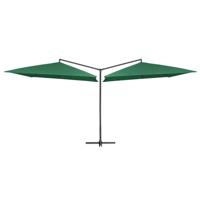 VidaXL Parasol dubbel met stalen paal 250x250 cm groen - thumbnail