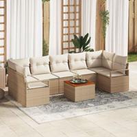 Tuinbankenset met opslag 8 pcs Beige en Crème poly rattan - thumbnail