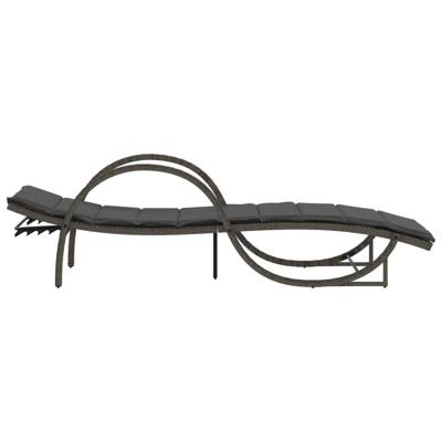 Ligbedden 2 st met kussens poly rattan grijs