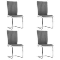 vidaXL Eetkamerstoelen 4 st kunstleer grijs - thumbnail