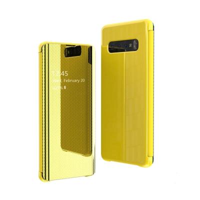Spiegel vergulde ultradunne mobiele telefoon Smart beschermhoes voor Samsung S10 plus Flip-Free Smart antwoordende telefoon (geel) Spiegel vergulde ultradunne mobiele telefoon Smart beschermhoes voor Samsung S10 plus Flip-Free Smart antwoordende telefoon (geel)