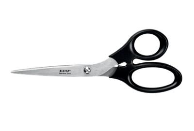 Leitz schaar, 20 cm, RVS, zwart, op blister