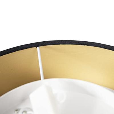 QAZQA Moderne plafondlamp zwart 40 cm met gouden binnenkant - Drum
