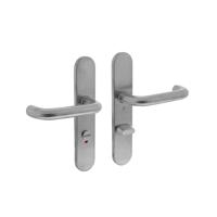 Intersteel Deurkruk Rond op schild met toilet-/badkamersluiting 63/8 mm - RVS - thumbnail