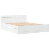 Bedframe met hoofdeinde bewerkt hout wit 150x200 cm - thumbnail