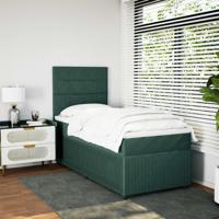 Boxspring met matras fluweel donkergroen 100x200 cm - thumbnail