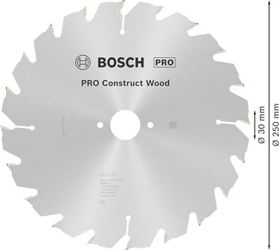 Bosch Accessories Construct Wood 2608641774 Hardmetaal-cirkelzaagblad 250 x 30 x 3.2 mm Aantal tanden: 20 1 stuk(s)