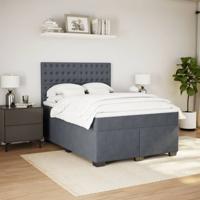 Boxspring met matras fluweel donkergrijs 140x190 cm - thumbnail