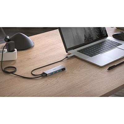 Hama 00200138 USB-hub 4 poorten USB-A USB 3.2 Gen1 5 GBit/s Met USB-C stekker Grijs