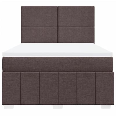 Boxspring met matras stof donkerbruin 140x200 cm - thumbnail