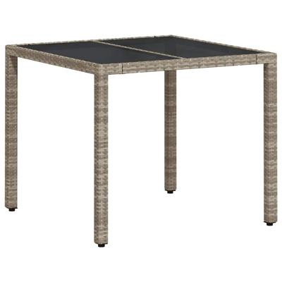 3-delige Tuinset met kussens poly rattan en glas grijs - thumbnail