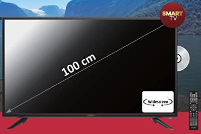 Reflexion 40 inch Smart Wide Screen Full HD LED-tv voor campers met DVB-T2 HD, dvd-speler, triple-tuner en 12 volt auto-adapter (12 V/24 V, HDMI, USB, EPG, CI+, DVB-T antenne), zwart