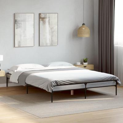 Bedframe bewerkt hout metaal grijs sonoma eiken 120x200 cm