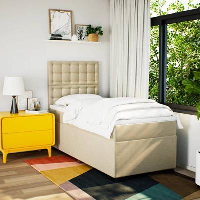Boxspring met matras stof crèmekleurig 120x200 cm - thumbnail