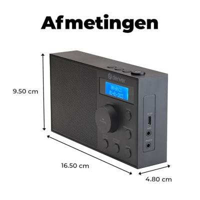 Denver DAB-51B Radio DAB+, DAB, FM USB, AUX Wekfunctie Zwart