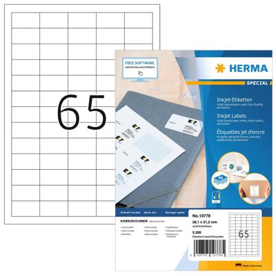 Etiket HERMA 10778 38.1x21.2mm wit 5200stuks