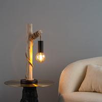 Landelijke tafellamp Maritime - 21/21/55cm - bedlampje - Hout - geschikt voor E27 LED lichtbron - met snoerschakelaar - geschikt voor woonkamer, slaapkamer en thuiskantoor - thumbnail