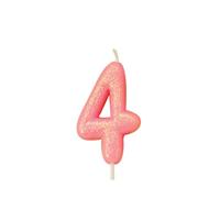 Nummerkaars &apos;4&apos; Glitter Roze - thumbnail