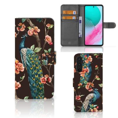 Samsung Galaxy M54 | Telefoonhoesje | Met pasjeshouder | Pauw met Bloemen Samsung Galaxy M54 | Telefoonhoesje | Met pasjeshouder | Pauw met Bloemen