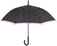 paraplu hartjesprint dames 102 cm microvezel zwart - thumbnail