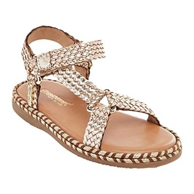 Leren kindersandalen met klittenband Blister LES TROPEZIENNES® PAR M. BELARBI goudbeige