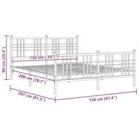 Bedframe met hoofd- en voeteneinde metaal wit 150x200 cm - thumbnail