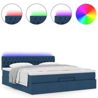 Ottoman bed met matras en LED's 160x200cm stof blauw - thumbnail