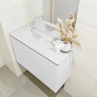 MONDIAZ OLAN 80cm toiletmeubel talc. LEX wastafel talc links geen kraangat - thumbnail