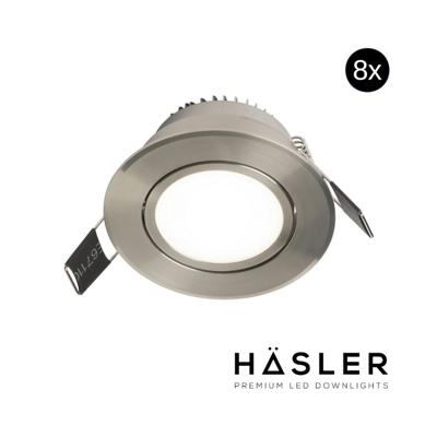 Inbouwspot Häsler Tordera Incl. Fase Aansnijding Dimbaar 8 cm 4 Watt Helder Wit RVS Set 8x