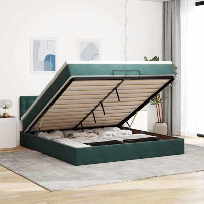 Ottoman bed met matras 200x200 cm fluweel donkergroen