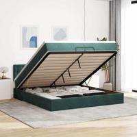 Ottoman bed met matras 200x200 cm fluweel donkergroen - thumbnail