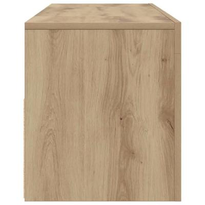 Tv-meubel met LED 120x35x40 cm bewerkt hout artisanaal eiken