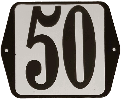 Huisnummer naambordje standaard 15x12 cm nummer 50 - Warentuin mix