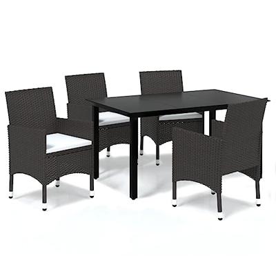 5-delige Tuinset met kussens poly rattan bruin