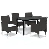 5-delige Tuinset met kussens poly rattan bruin - thumbnail