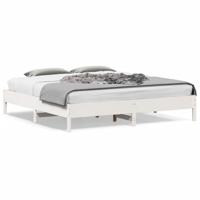 Bedframe zonder matras massief grenenhout wit 180x200 cm - thumbnail