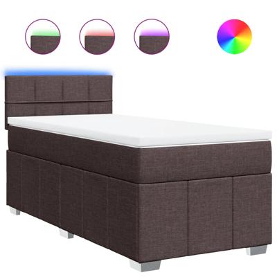 Boxspring met matras stof donkerbruin 200x200 cm - thumbnail