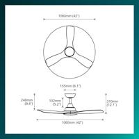Philips LED Olas Plafondventilator 30 W (Ø x h) 1070 mm x 310 mm Wit Met afstandsbediening, Dimbaar - thumbnail
