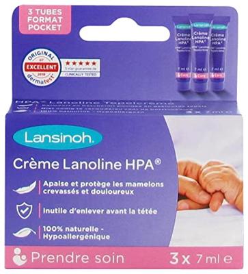 Borstvoedingscrème HPA LANSINOH Lanoline, 3 x 7 ml tubes wit