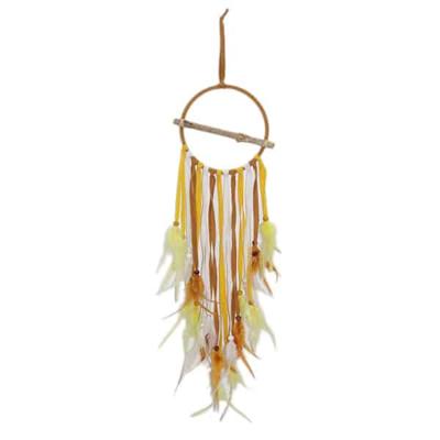 Dromenvanger Bruin/Wit/Geel met Veren (78 x 19 cm)