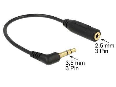 Delock 65675 Audiokabel Stereo jack 3,5 mm 3-pins male haaks > Stereo jack 2,5 mm 3-pins female