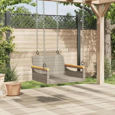 Schommelbank 63x62x40 cm poly rattan grijs - thumbnail