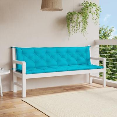 Tuinbankkussens 2 st 200x50x7 cm stof turquoise Tuinbankkussens 2 st 200x50x7 cm stof turquoise